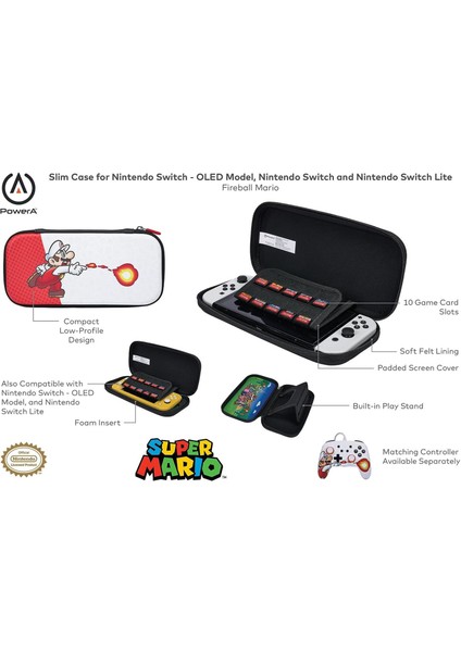 Nintendo Switch Slim Case Taşıma Çantası Lisanslı Fireball Edition