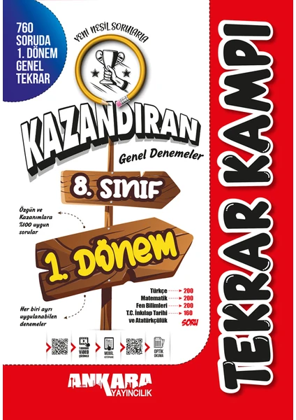 Ankara Yayıncılık 8.Sınıf LGS 1.Dönem Kazandıran Genel Denemeler 760 Soruda 1.Dönem Tekrarı Tekrar Kampı