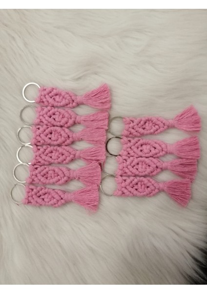 Hediyelik Makrome Anahtarlık 10LU Set Renk Krem Ekru fırsatları