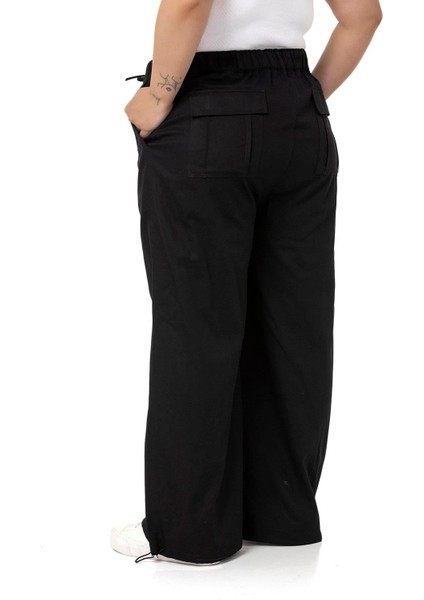 Büyük Beden Geniş Paça Gabardin Siyah Pantolon modelleri