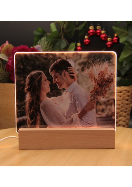 Kişiye Özel Fotoğraf Eklemeli LED Gece Lambası Ahşap fiyatları