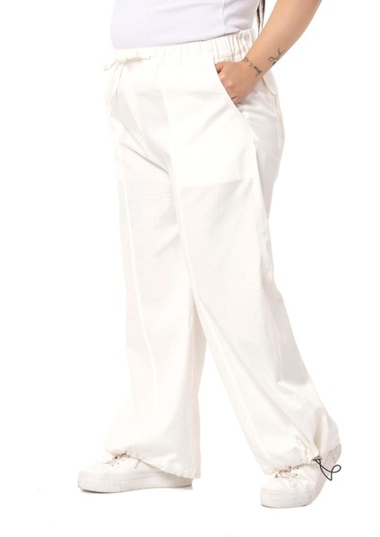 Büyük Beden Geniş Paça Gabardin Beyaz Pantolon fırsatları