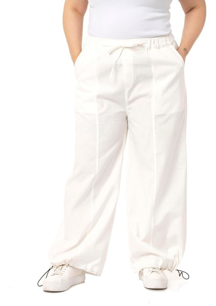 Büyük Beden Geniş Paça Gabardin Beyaz Pantolon indirimleri