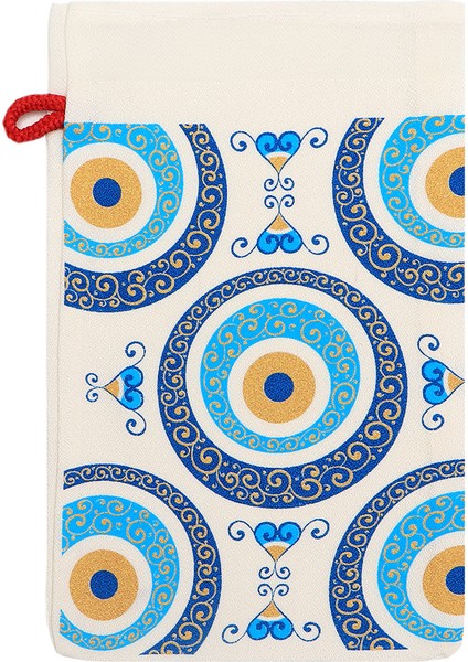 Turkuaz Gold Baskılı Büyük Nazar Desen Kese