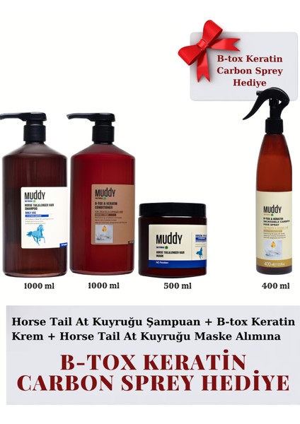 Horse Taıl At Kuyruğu 3 Lü Set (B-Tox Keratin Carbon Sprey Hediyeli)