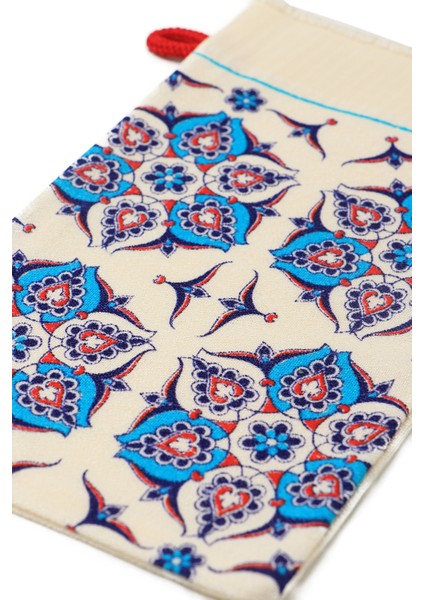 Turkuaz Kırmızı Baskılı Anadolu Desen Kese modelleri