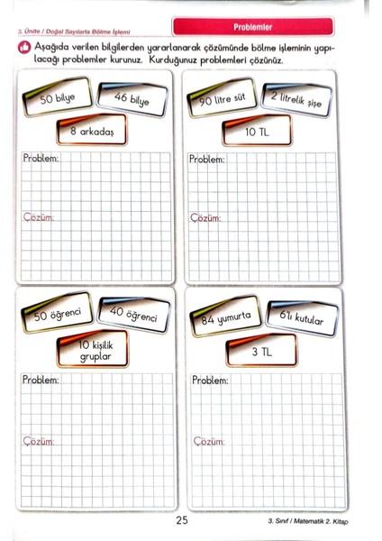 3. Sınıf Matematik 2. Dönem - Etkinlikli Çalışma ve Soru Bankası Kitabı