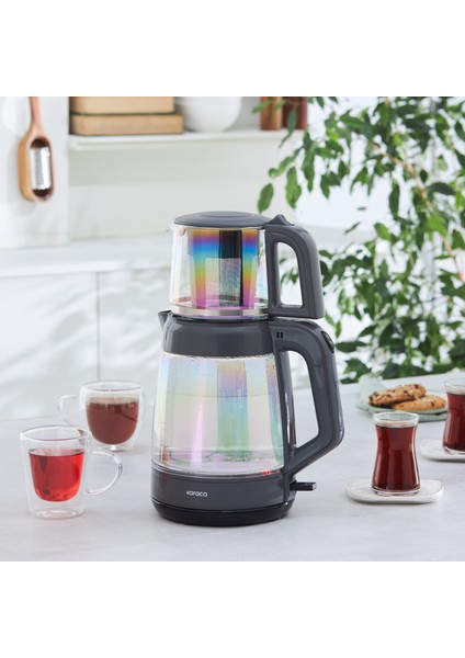 Yeni Seri 2 in 1 Glass Tea XL Aile Boyu (35 Bardak) Cam Su Isıtıcı ve Çay Makinesi