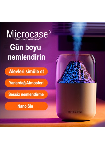 Mini 2 Renk Modlu 300 ml USB Girişli Ultra Sessiz Yanardağ Tasarım Hava Nemlendirici AL4212