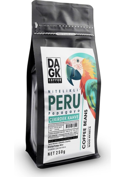 Peru Papagayo Çekirdek Kahve 250G (%100 Arabica)