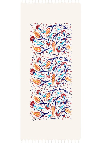 Sarı Kırmızı Baskılı Lale Desen Peştemal