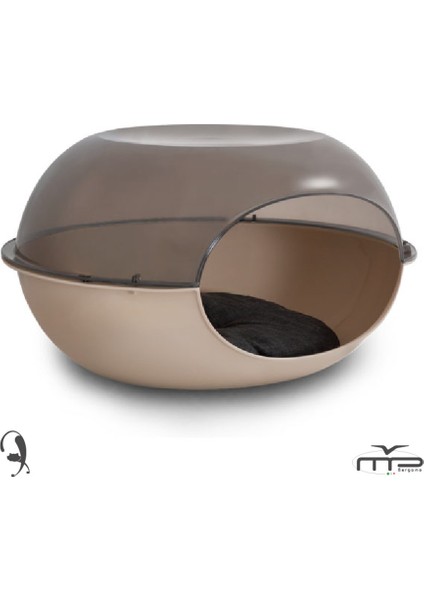 Mp Luna Şeffaf Gri-Kahverengi Kedi Evi 57*38*31Cm