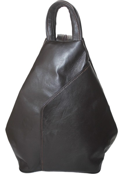 Hakiki Deri Kadın Omuz Sırt Çantası Vazo Model Klasik Kahverengi