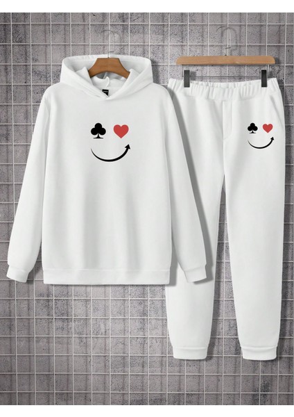 Erkek Beyaz Eşofman Takımı Expression Baskılı