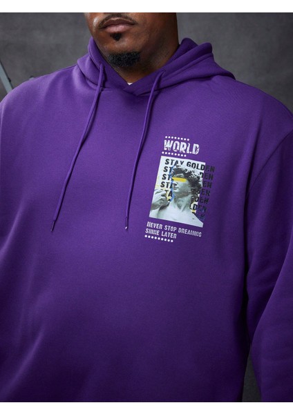 Erkek Mor Plus Yazılı Baskılı Sweatshirt Sweatshirt Eşofman Takımı modelleri