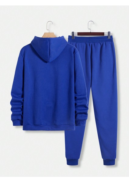 Erkek Mavi Baskılı Kanguru Cepli Joggers fiyatları