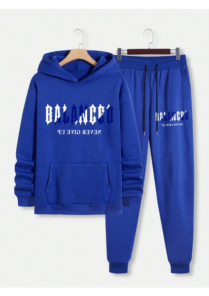 Erkek Mavi Baskılı Kanguru Cepli Joggers indirimleri