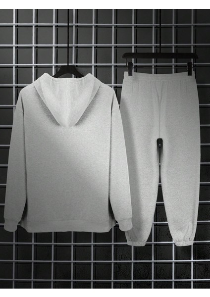 Erkek Gri Simple Front Pocket Sweatshirt Sweatshirt Eşofman Takımı Takımı fiyatları