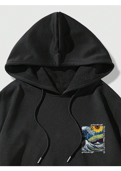 Erkek Siyah Street Life Sweatshirt Sweatshirt Jogger Eşofman Baskılı Model modelleri