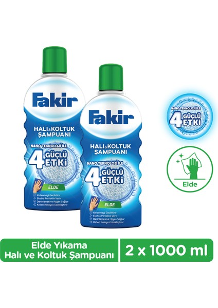 Nano Teknoloji ile Elde Yıkama Halı ve Koltuk Şampuanı 1000ml x 2 Adet