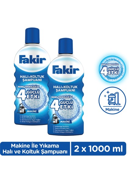 Nano Teknoloji ile Makine Halı ve Koltuk Şampuanı 1000ml x 2 Adet