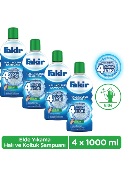 Nano Teknoloji ile Elde Yıkama Halı ve Koltuk Şampuanı 1000ml x 4 Adet