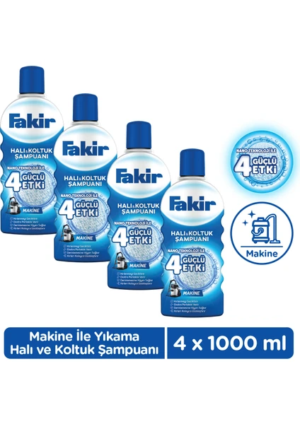 Nano Teknoloji ile Makine Halı ve Koltuk Şampuanı 1000ml x 4 Adet