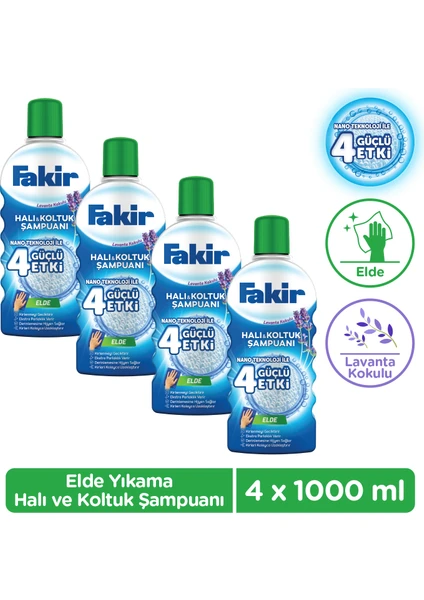 Nano Teknoloji ile Lavantalı Elde Yıkama Halı ve Koltuk Şampuanı 1000ml x 4 Adet