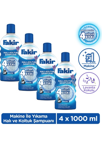 Nano Teknoloji ile Lavantalı Makine Halı ve Koltuk Şampuanı 1000ml x 4 Adet