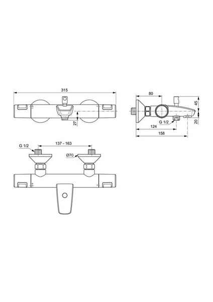 A7206AA Ceratherm T25 Termostatik Banyo Bataryası