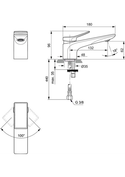 BC754AA Conca Lavabo Bataryası 5l/dk Krom Sifon Kumandasız