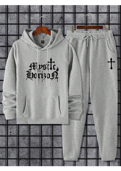 Erkek Gri Baskılı Eşofman Takımı modelleri