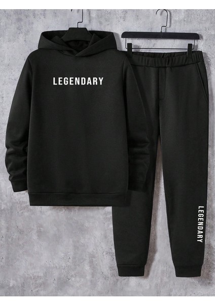 Erkek Siyah Black Örme Kumaş Plus Sweatsuit Eşofman Takımı modelleri