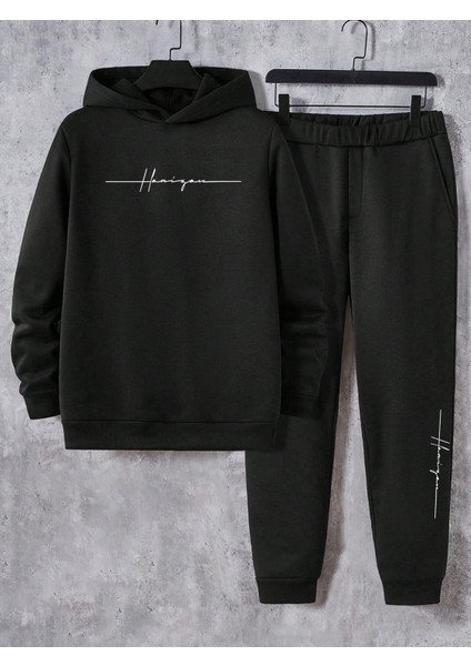Erkek Siyah Baskılı Eşofman Takımı modelleri
