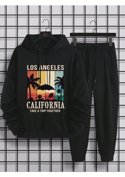 Erkek Siyah Palm Tree Baskılı Eşofman Takımı fiyatları