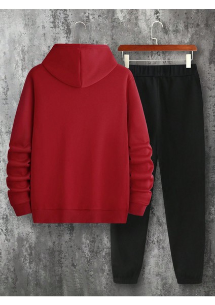 Erkek Kırmızı Cross Sentence Baskılı Kalın Joggers Takımı fiyatları