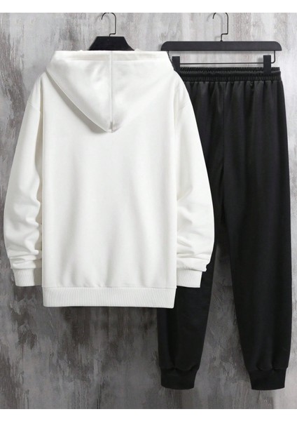 Erkek Beyaz Model Sweatshirt Sweatshirt Kanguru Cepli Jogger Eşofman Eşofman Takımı fiyatları