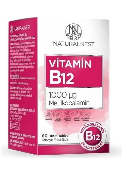 Vitamin B12 Metilkobalamin Takviye Edici Gıda 60 Tablet