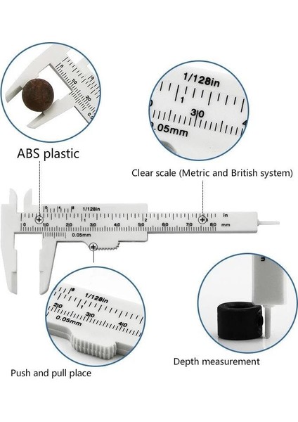 Taşınabilir Kalibreli 80MM Plastik Kaş Estetik Ölçüm Kumpas Cetvel Plastik Kalıcı Makyaj