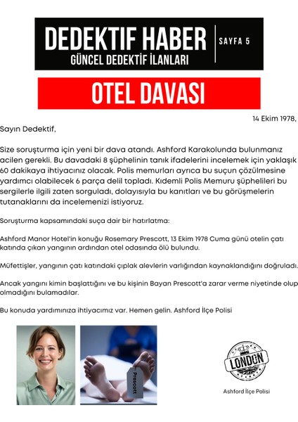 Otel Davası - Dedektif Oyunu - Cinayet Çözme Oyunu - Dedektiflik Suçluyu Bulma Gizemli Davalar