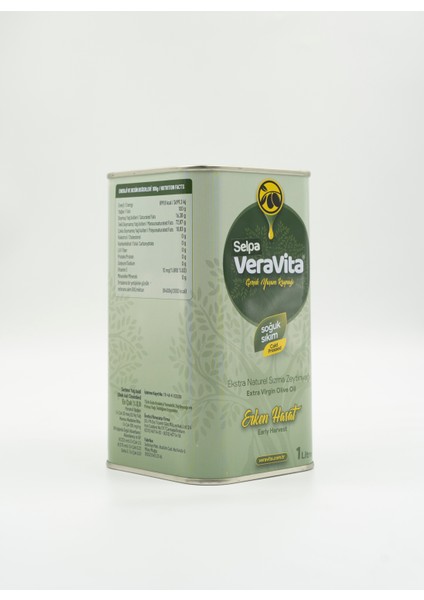 Veravita Natürel Sızma Zeytinyağı Teneke 1 Lt Max:0,8