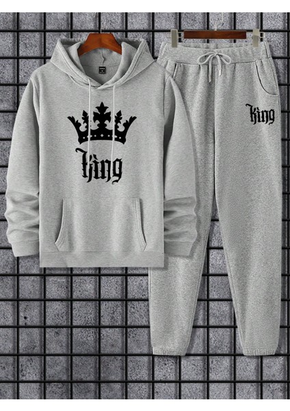 Erkek Siyah Crown Baskılı Eşofman Takımı fırsatları