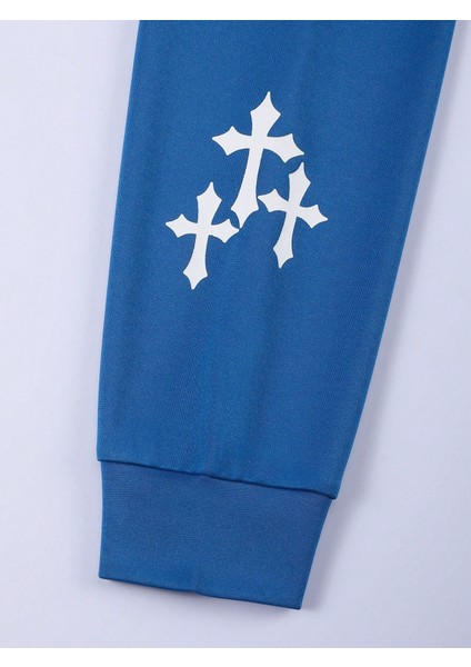 Erkek Mavi Wing Baskılı Eşofman Takımı indirimleri