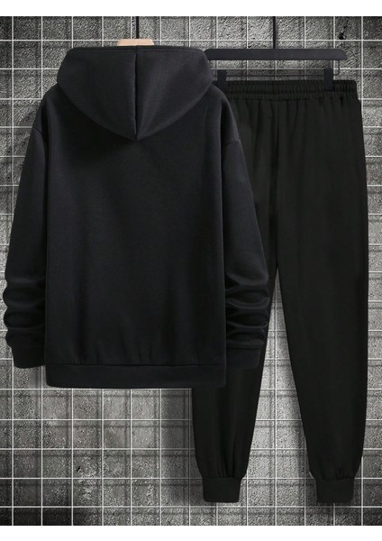 Erkek Siyah Extended Sizes Mens Plus Baskılı Sweatshirt Sweatshirt Eşofman Takımı fiyatları