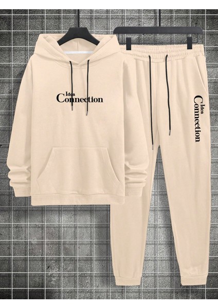 Erkek Bej Plus Sweatshirt Sweatshirt Eşofman Takımı Yazılı Baskılı fiyatları