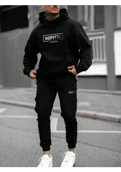 Erkek Siyah Model Sweatshirt Sweatshirt Sports Eşofman