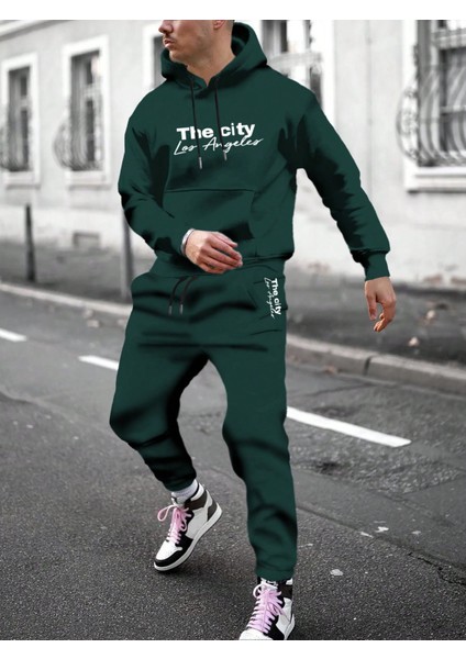 Erkek Yeşil Plus Baskılı Eşofman Takımı