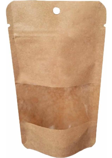 Pencereli Kraft Delikli Kilitli Kese Kağıdı - Orta Boy - 13X22X7 Cm. - 250 Gr. -20 Adetlik 10 Paket