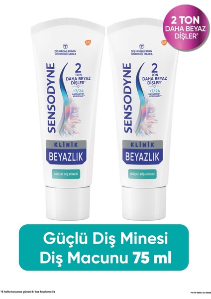 Klinik Beyazlık Güçlü Diş Minesi Diş Macunu 75 ml x 2 Adet
