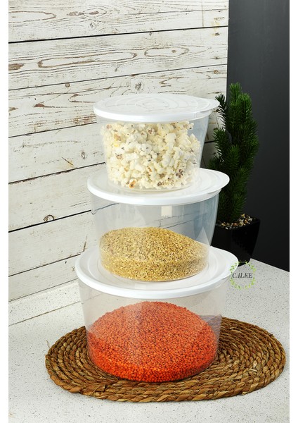 Erzak Gıda Saklama Kabı 3'lü Set Maxi Boy Sızdırmaz Kapaklı Bpa Free